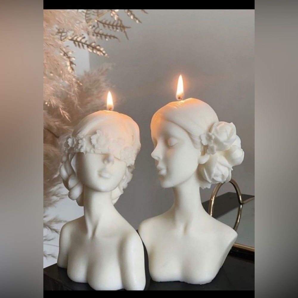 Handmade Soy Wax Art Candle | Woman Face Floral Design